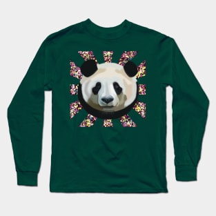 Striking Panda bear on Rainbow Random Spotted patterned sun rays Long Sleeve T-Shirt